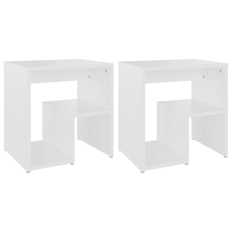 Lot de 2 tables de chevet avec étagères 40 x 30 x 40 cm bois d'ingénierie blanc DEC034889