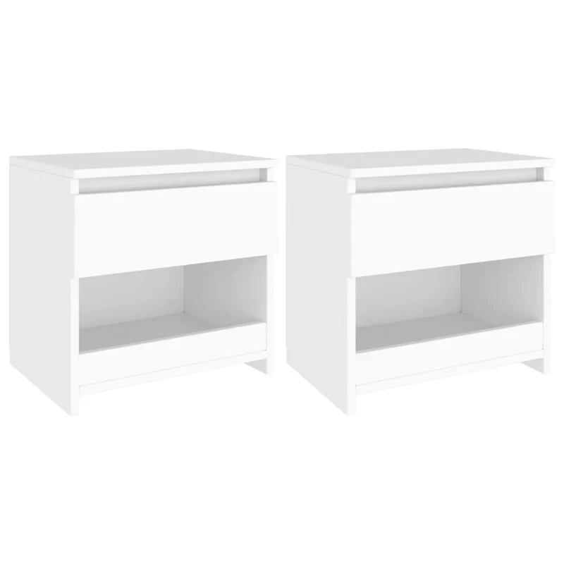Lot de 2 tables de chevet avec tiroirs et compartiment ouvert 40 x 30 x 39 cm aggloméré blanc DEC034888