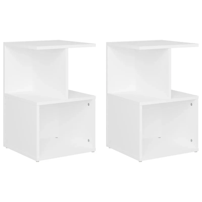 Lot de 2 tables de chevet avec étagères 35 x 35 x 55 cm bois d'ingénierie blanc DEC034862