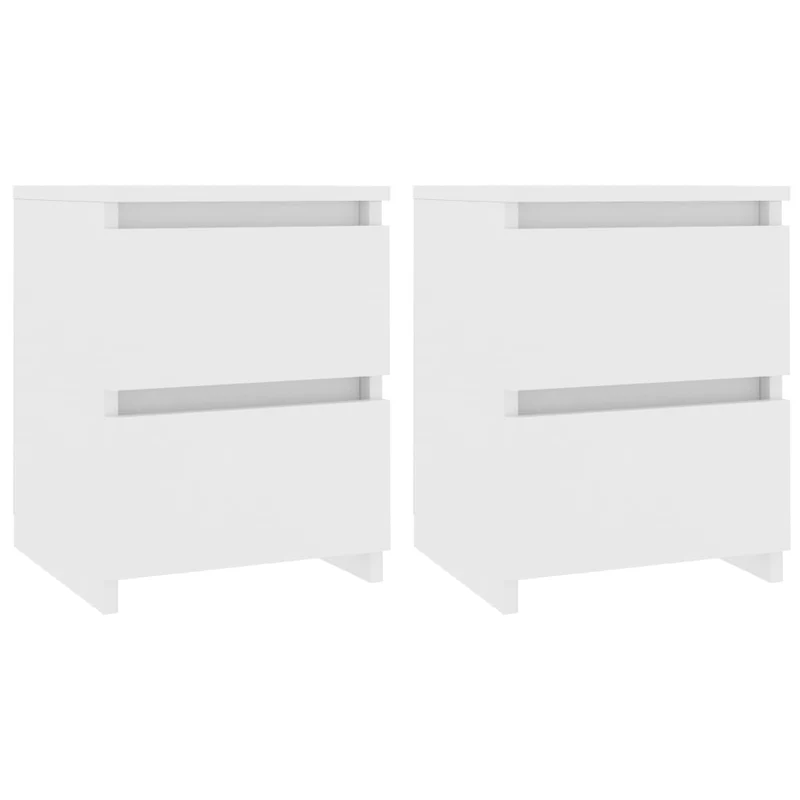 Lot de 2 tables de chevet avec deux tiroirs 30 x 30 x 40 cm bois d'ingénierie blanc DEC034850