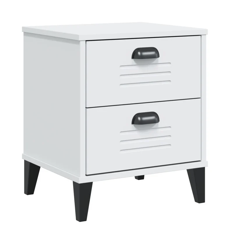 Table de chevet avec deux tiroirs 40 x 35 x 48 cm en bois d'ingénierie blanc DEC034726