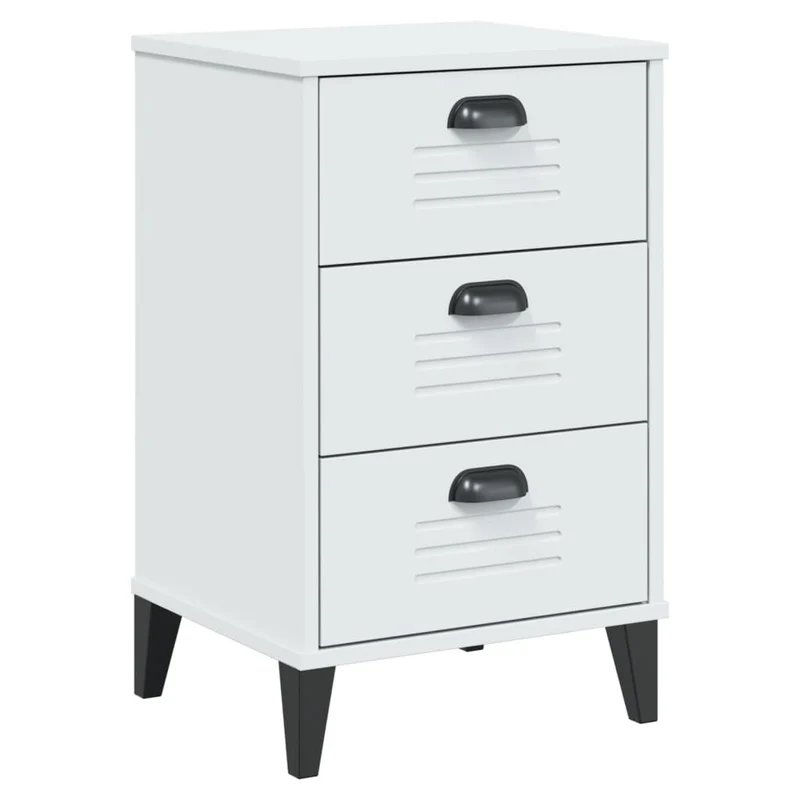 Table de chevet avec 3 tiroirs 40 x 35 x 65 cm en bois d'ingénierie blanc DEC034724