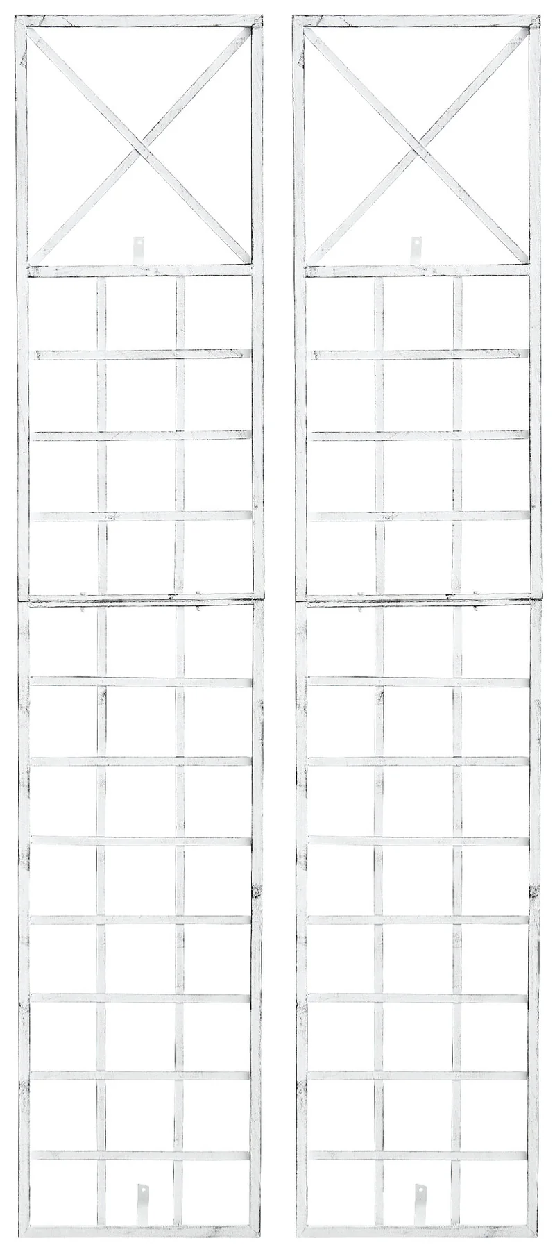 Set de 2 treillis décoration mural jardin roses plantes grimpantes métal blanc vieilli 10_0003847