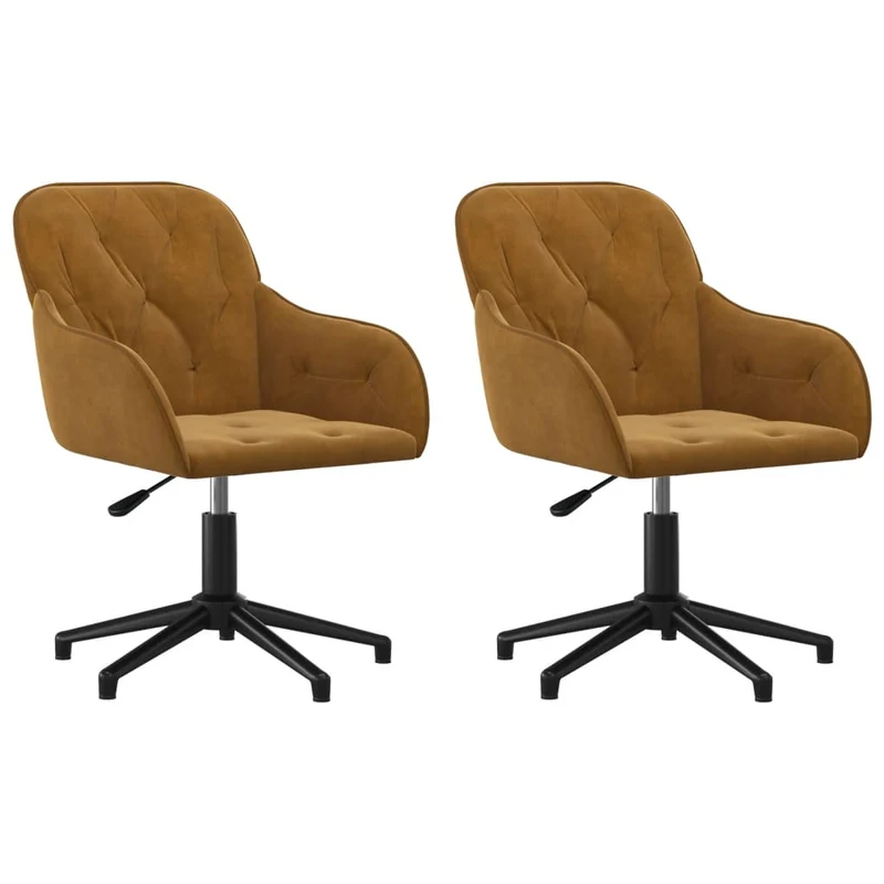 Lot de 2 chaises de salle à manger siège pivotant hauteur réglable en velours marron DEC025276