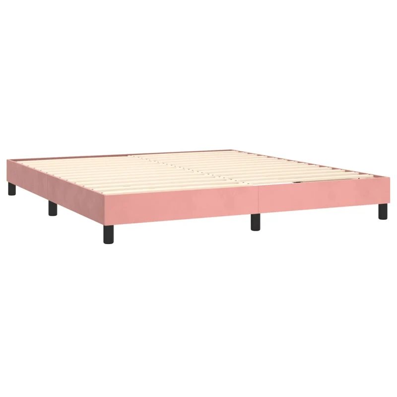 Sommier à lattes sur pieds cadre de lit 180x200 cm tissu velours rose TDL0206954