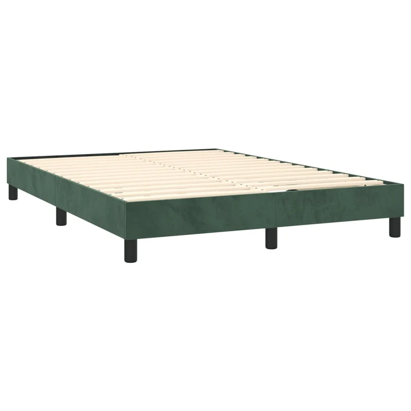 Sommier à lattes sur pieds cadre de lit 140x200 cm tissu velours vert foncé TDL0206883
