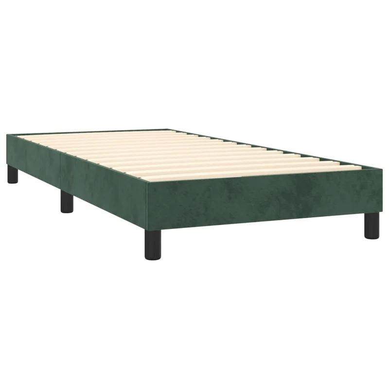 Sommier à lattes sur pieds cadre de lit 90x190 cm tissu velours vert foncé TDL0206875
