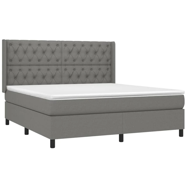 Cadre de lit LED avec sommier tête de lit matelas 160x200 cm tissu gris foncé TDL0208330