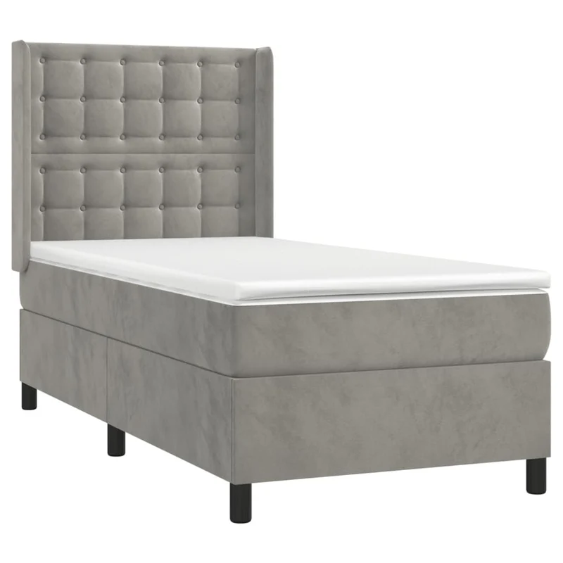 Cadre de lit LED avec sommier tête de lit matelas surmatelas 100x200 cm tissu velours gris clair TDL0207923