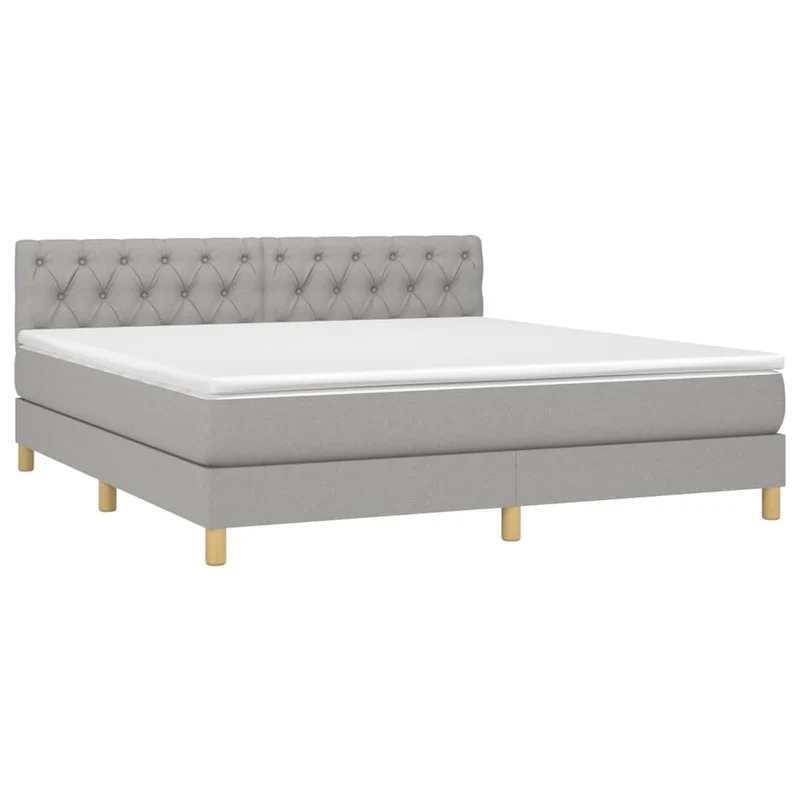 Cadre de lit LED avec sommier tête de lit matelas surmatelas 160x200 cm tissu gris clair TDL0207823