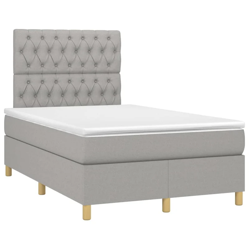 Cadre de lit LED avec sommier tête de lit matelas surmatelas 120x200 cm tissu gris clair TDL0207897