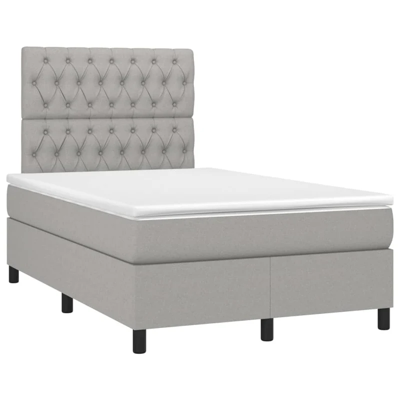 Cadre de lit LED avec sommier tête de lit matelas surmatelas 120x200 cm tissu gris clair TDL0207882