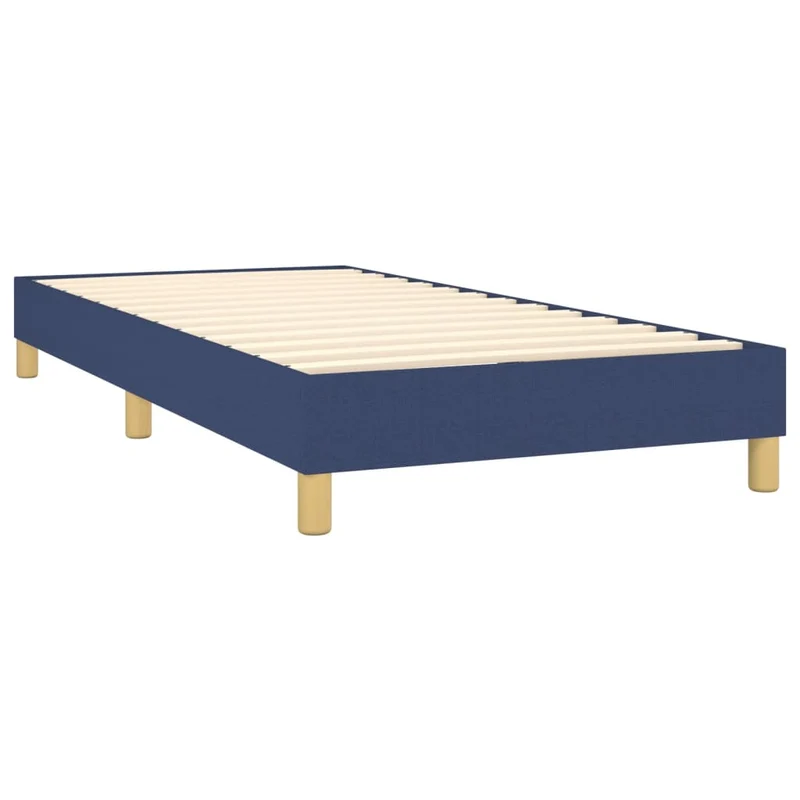 Sommier à lattes sur pieds cadre de lit 90x200 cm tissu bleu TDL0207319