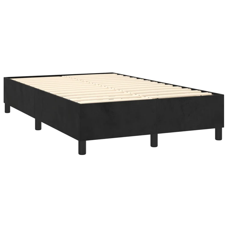 Sommier à lattes sur pieds cadre de lit 120x200 cm tissu velours noir TDL0207029