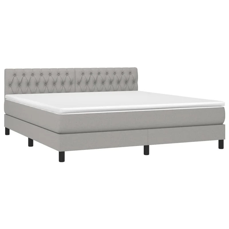 Cadre de lit LED avec sommier tête de lit matelas 180x200 cm tissu gris clair TDL0208505