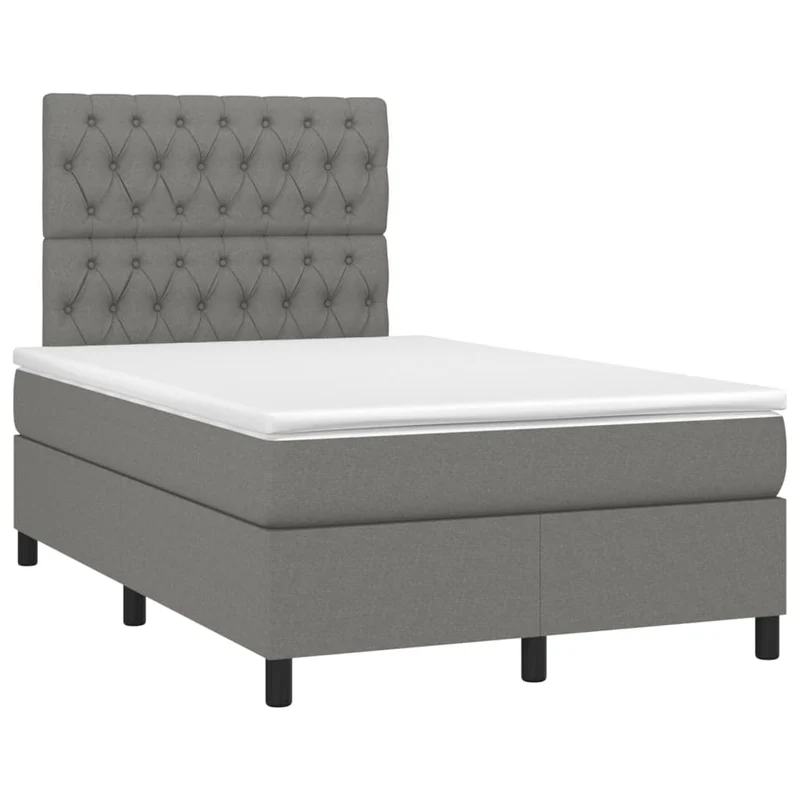 Cadre de lit LED avec sommier tête de lit matelas 120x200 cm tissu gris foncé TDL0208405