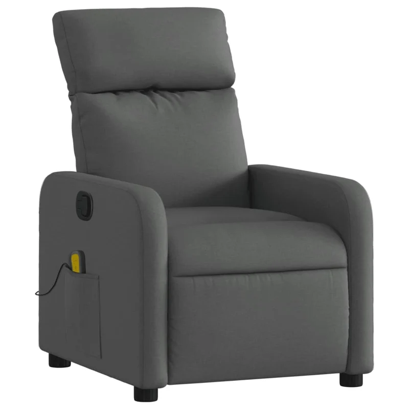 Fauteuil de relaxation TV fonction massage inclinable 6 points de massage en tissu gris foncé DEC026954