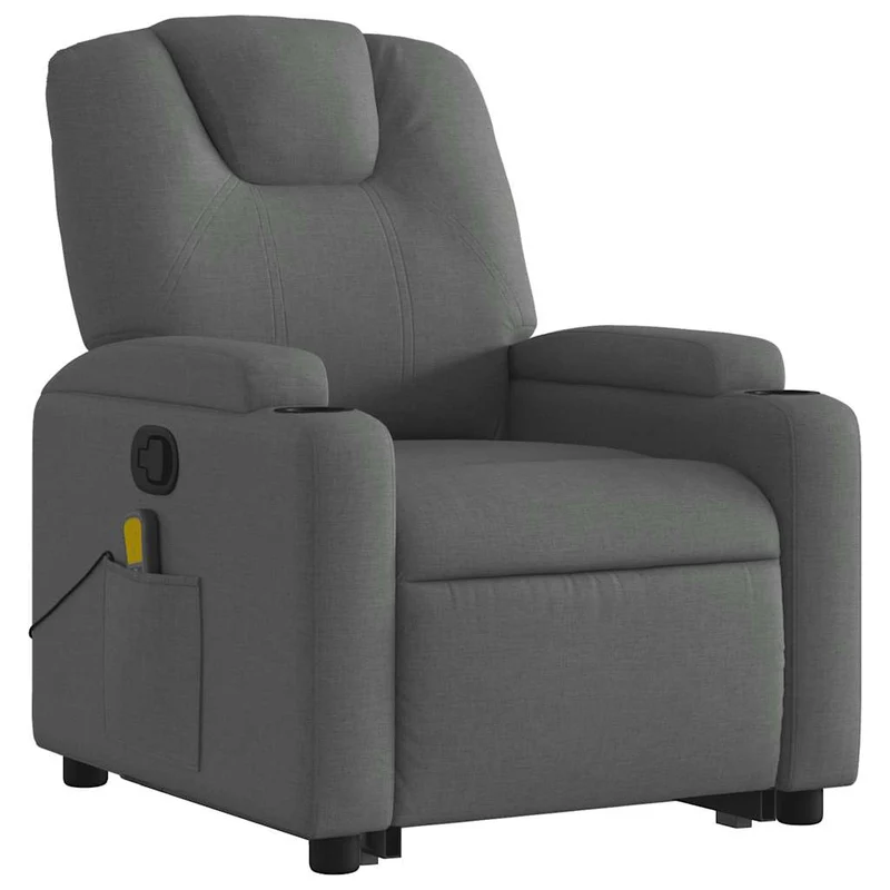 Fauteuil de relaxation TV fonction massage inclinable levage électrique en tissu gris foncé DEC026947