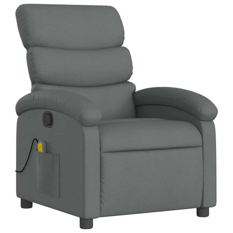 Fauteuil de relaxation TV fonction massage inclinable 6 points de massage en tissu gris foncé DEC026949