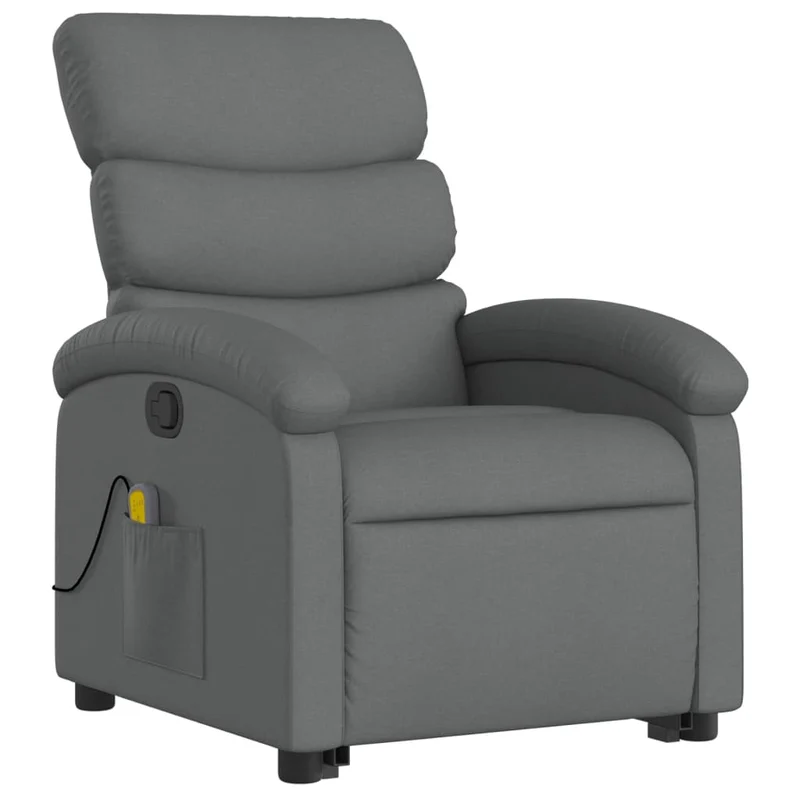 Fauteuil de relaxation TV fonction massage inclinable levage électrique en tissu gris foncé DEC026939