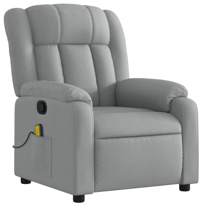 Fauteuil de relaxation TV fonction massage inclinable 6 points de massage en tissu gris clair DEC026921