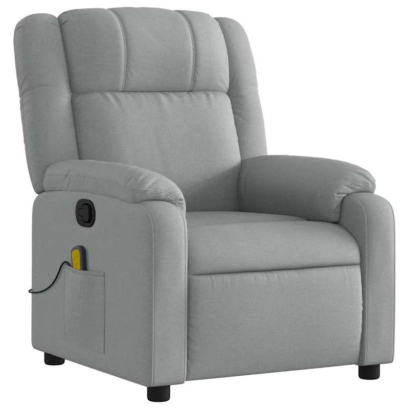 Fauteuil de relaxation TV fonction massage inclinable 6 points de massage en tissu gris clair DEC026908
