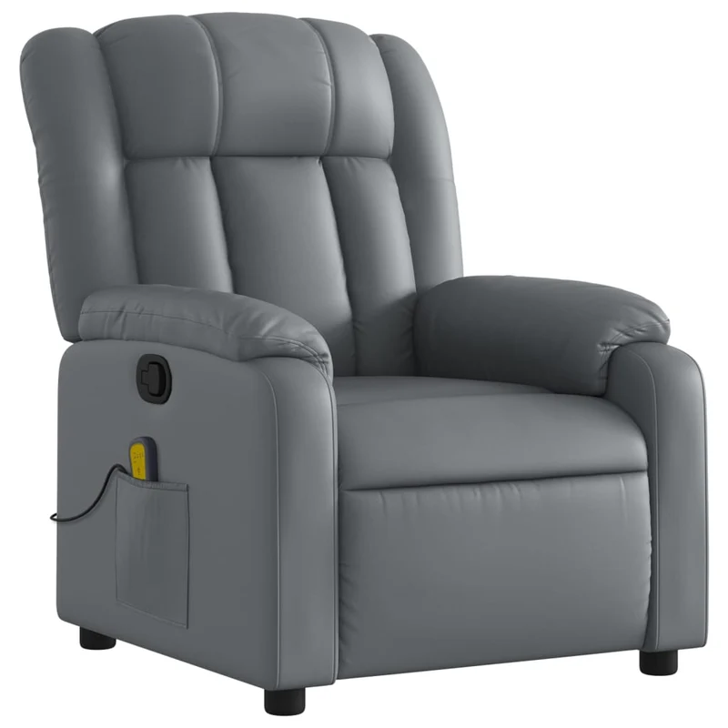 Fauteuil de relaxation TV fonction massage inclinable 6 points de massage en PVC gris DEC026980