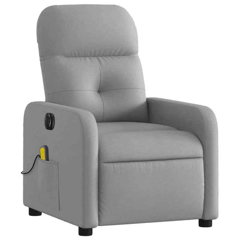 Fauteuil de relaxation TV fonction massage inclinable électrique 6 points de massage en tissu gris clair DEC027165