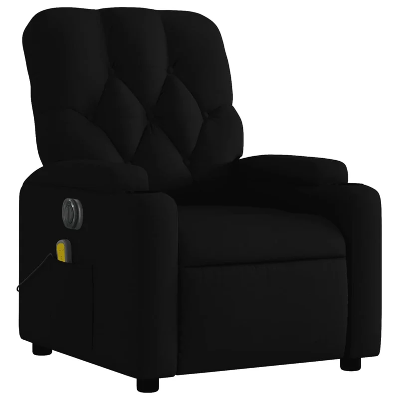 Fauteuil de relaxation TV fonction massage inclinable électrique massage par vibrations par 6 points en tissu noir DEC027221