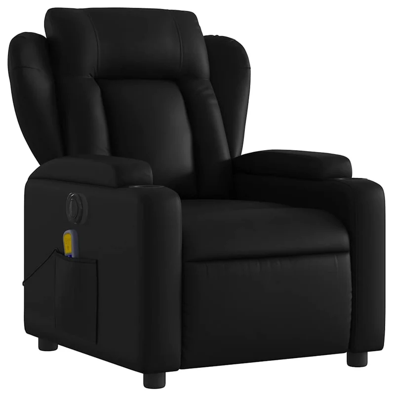 Fauteuil de relaxation TV fonction massage inclinable électrique 6 points de massage en PVC noir DEC027214