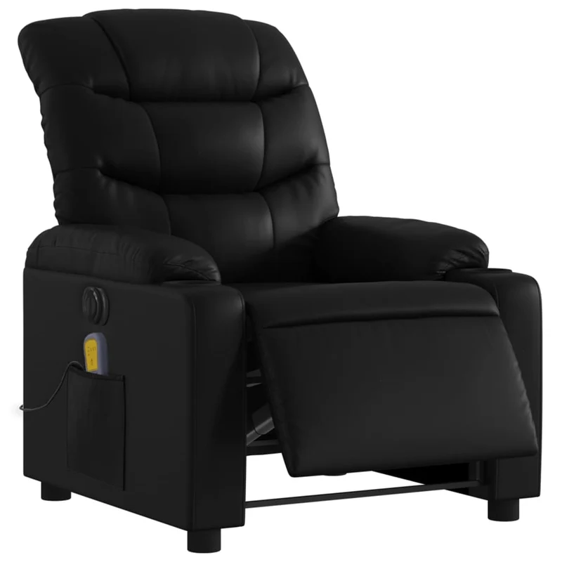 Fauteuil de relaxation TV fonction massage inclinable électrique 6 points de massage en PVC noir DEC027211