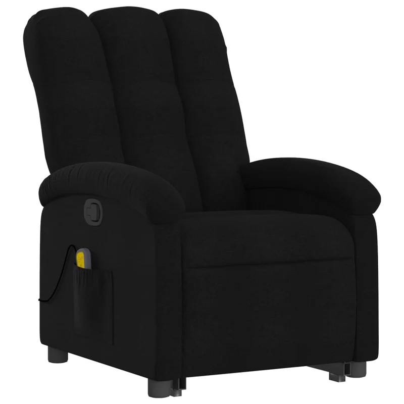 Fauteuil de relaxation TV fonction massage inclinable très confortable en tissu noir DEC027068