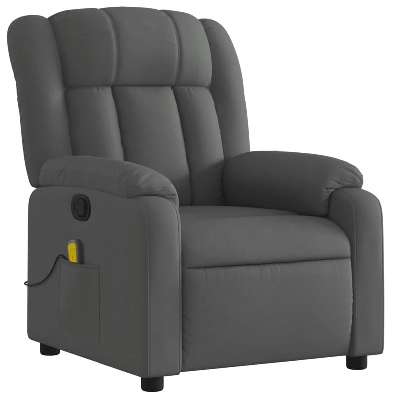 Fauteuil de relaxation TV fonction massage inclinable 6 points de massage en tissu gris foncé tissu DEC026961