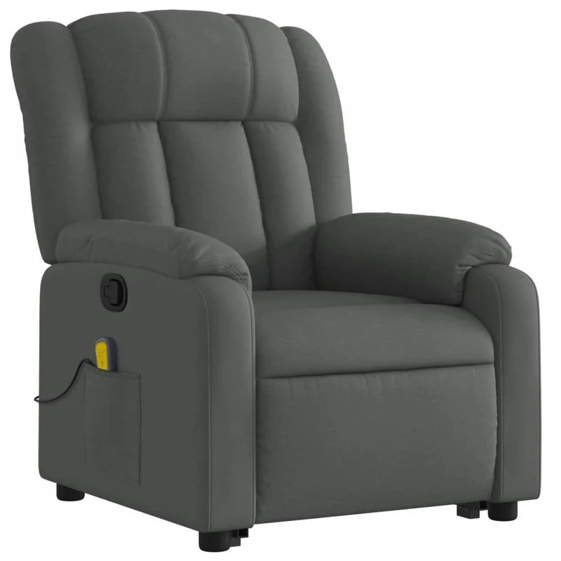 Fauteuil de relaxation TV fonction massage inclinable 6 points de massage en tissu gris foncé tissu DEC026962