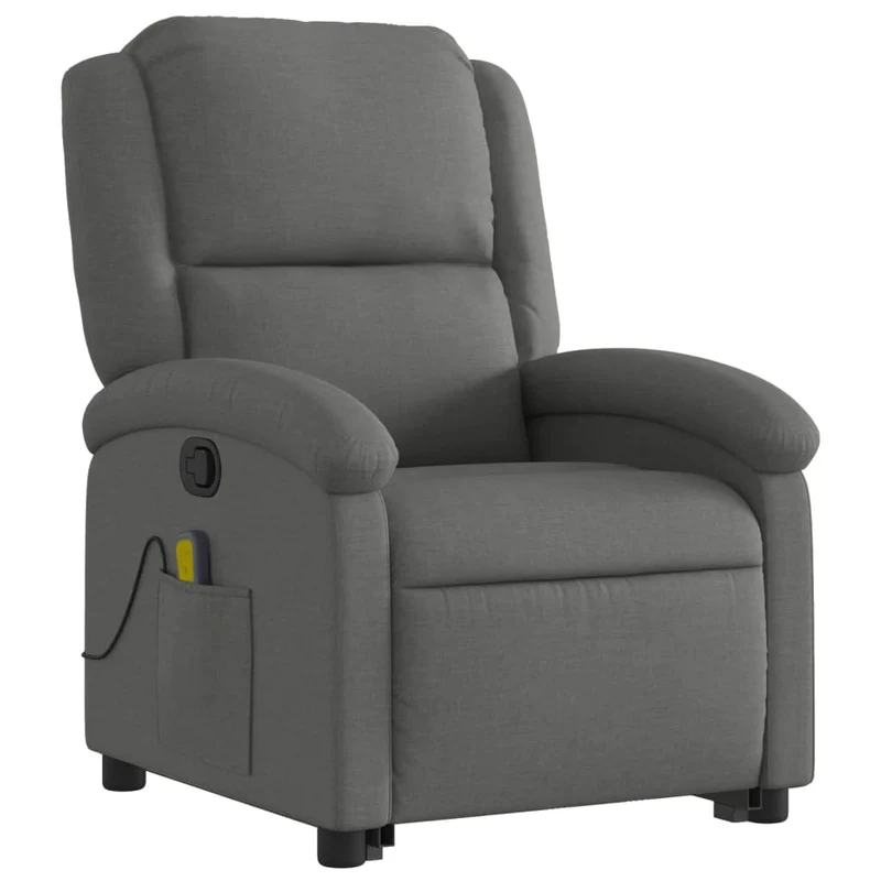 Fauteuil de relaxation TV fonction massage inclinable 6 points de massage en tissu gris foncé DEC026946