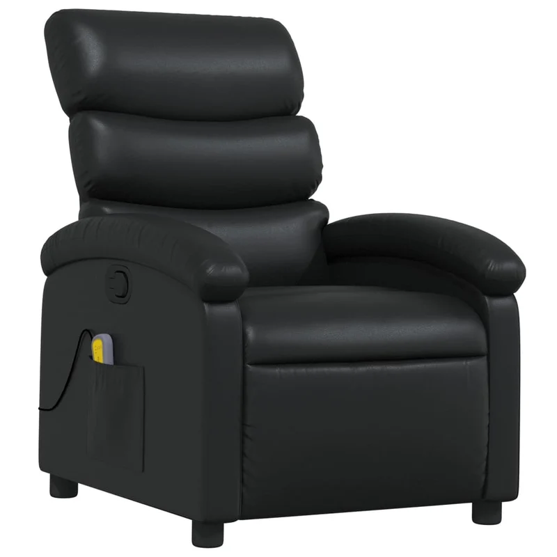 Fauteuil de relaxation TV fonction massage inclinable 6 points de massage en PVC noir DEC027040