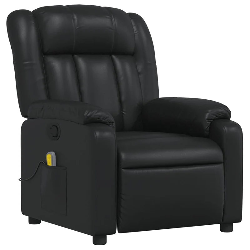 Fauteuil de relaxation TV fonction massage inclinable 6 points de massage en PVC noir DEC027038