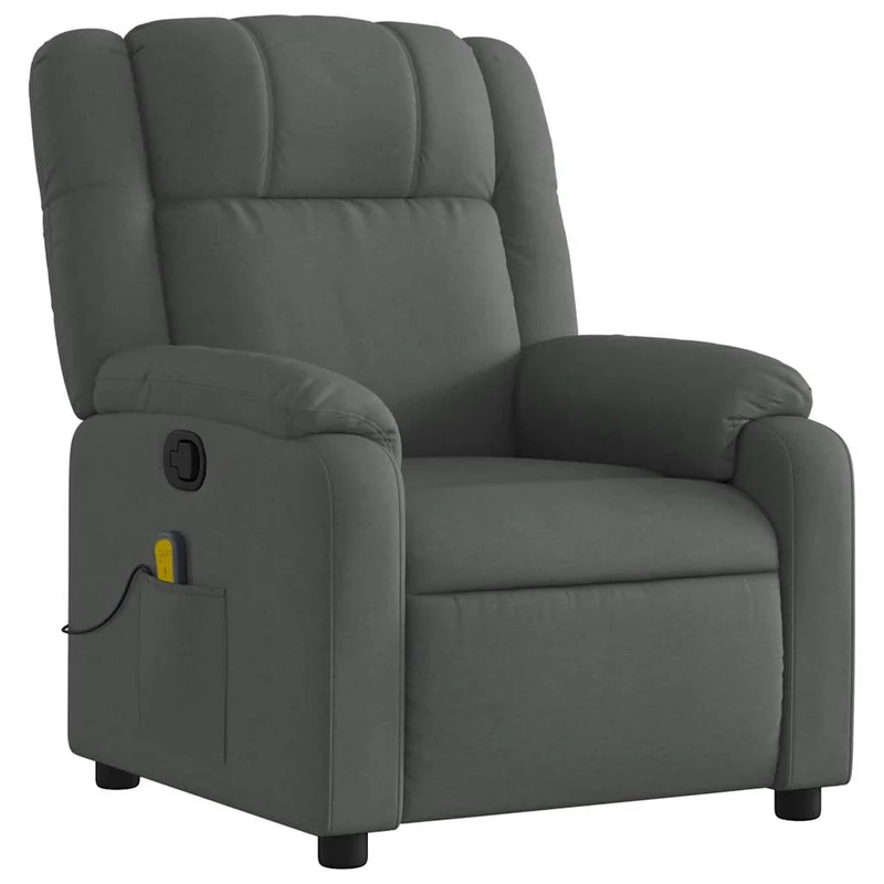 Fauteuil de relaxation TV fonction massage inclinable massage par vibrations par 6 points en tissu gris foncé tissu DEC026936