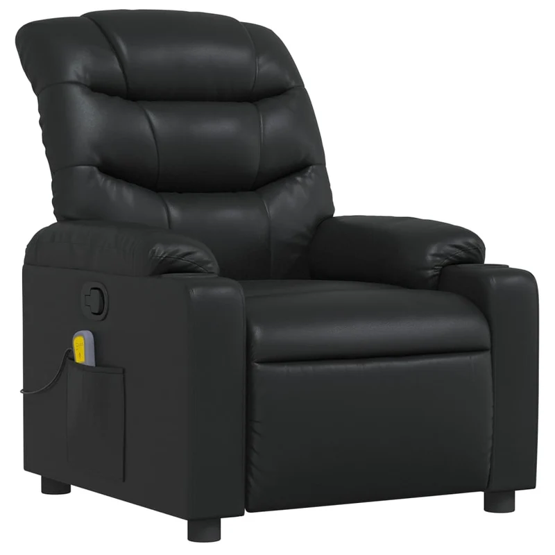 Fauteuil de relaxation TV fonction massage inclinable 6 points de massage en PVC noir DEC027037
