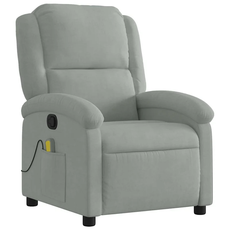 Fauteuil de relaxation TV fonction massage inclinable 6 points de massage en velours gris clair DEC026931