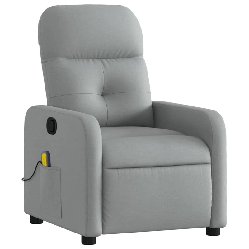 Fauteuil de relaxation TV fonction massage inclinable 6 points de massage en tissu gris clair DEC026922