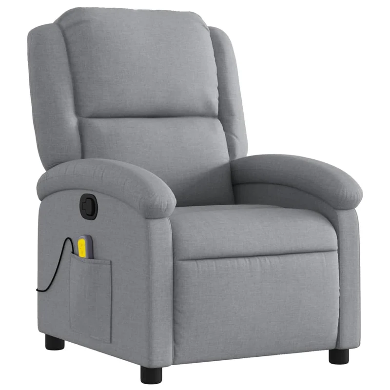 Fauteuil de relaxation TV fonction massage inclinable massage par vibrations par 6 points en tissu gris clair tissu EC026912