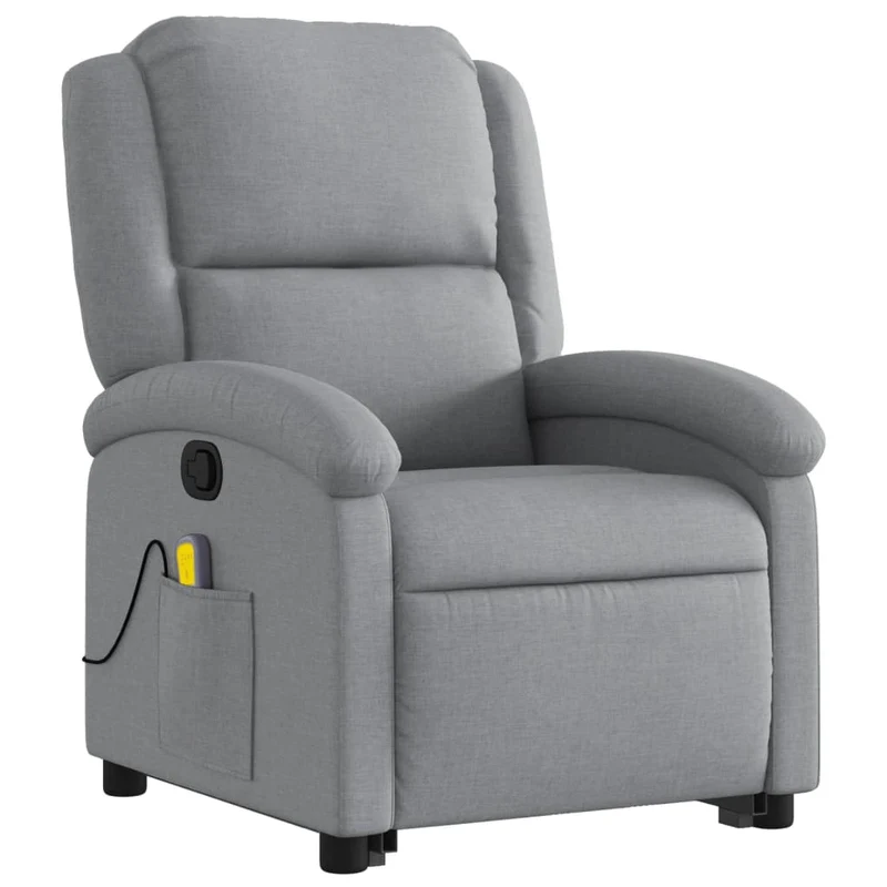 Fauteuil de relaxation TV fonction massage inclinable massage par vibrations par 6 points en tissu gris clair DEC026905