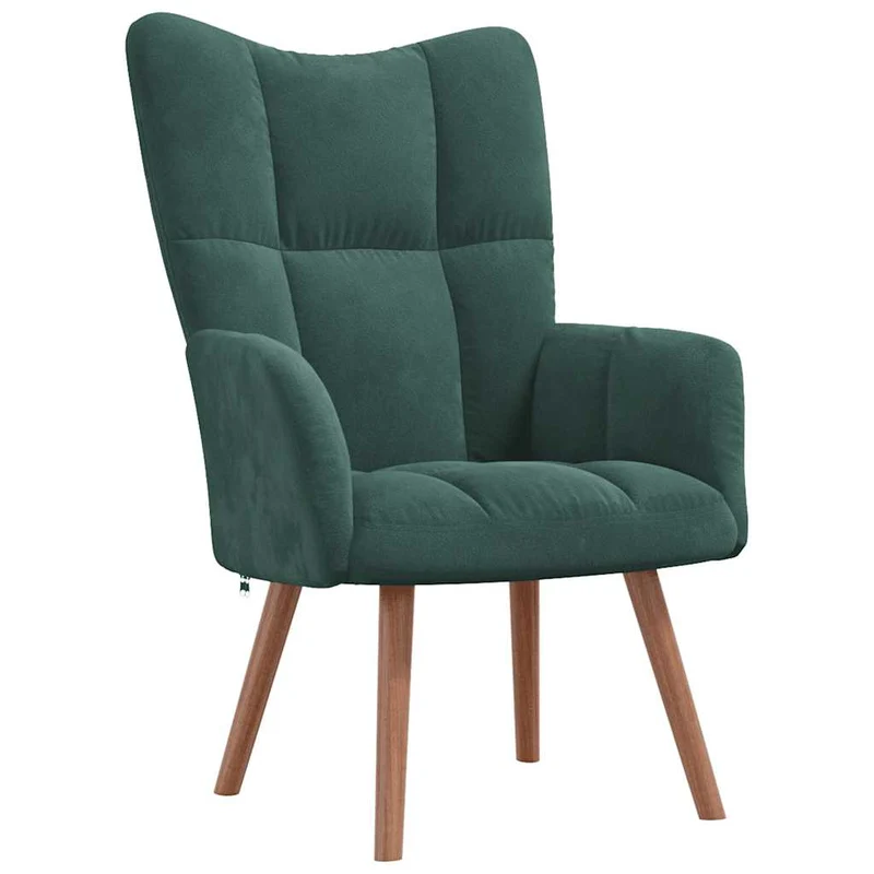 Fauteuil lounge chaise de canapé design moderne en velours vert foncé DEC026786