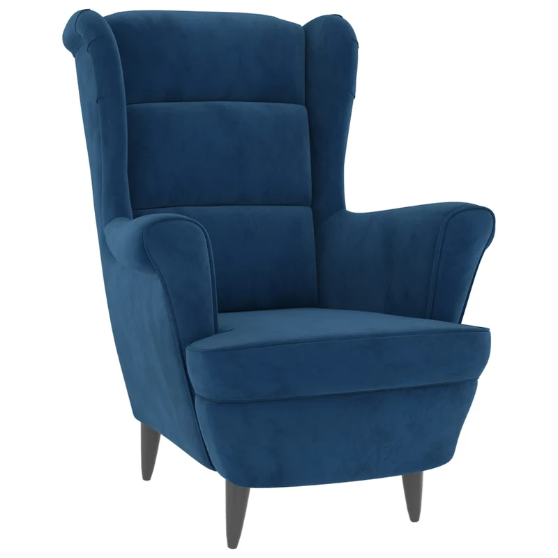 Fauteuil lounge fauteuil de salon chambre confortable avec accoudoirs en velours bleu DEC026857