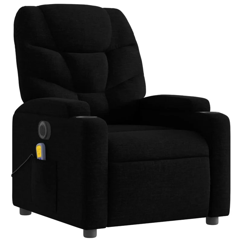 Fauteuil de relaxation TV fonction massage inclinable électrique 6 points de massage en tissu noir DEC027234
