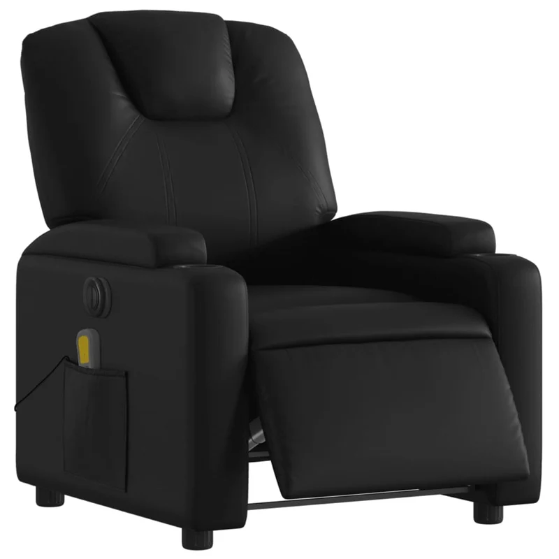 Fauteuil de relaxation TV fonction massage inclinable électrique 6 points de massage en PVC noir DEC027218