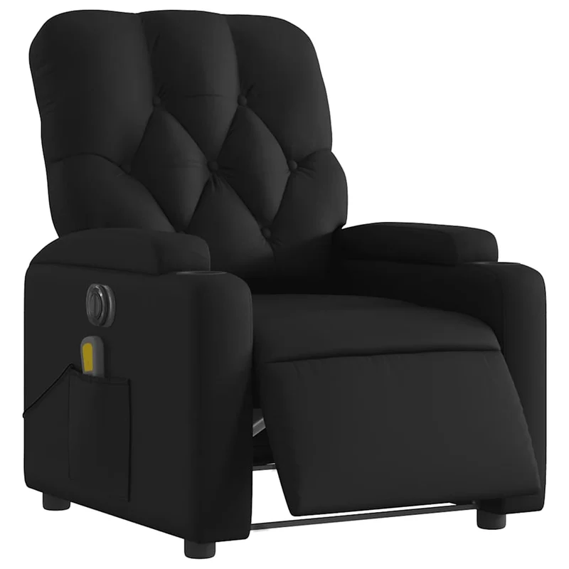 Fauteuil de relaxation TV fonction massage inclinable électrique 6 points de massage en PVC noir DEC027217
