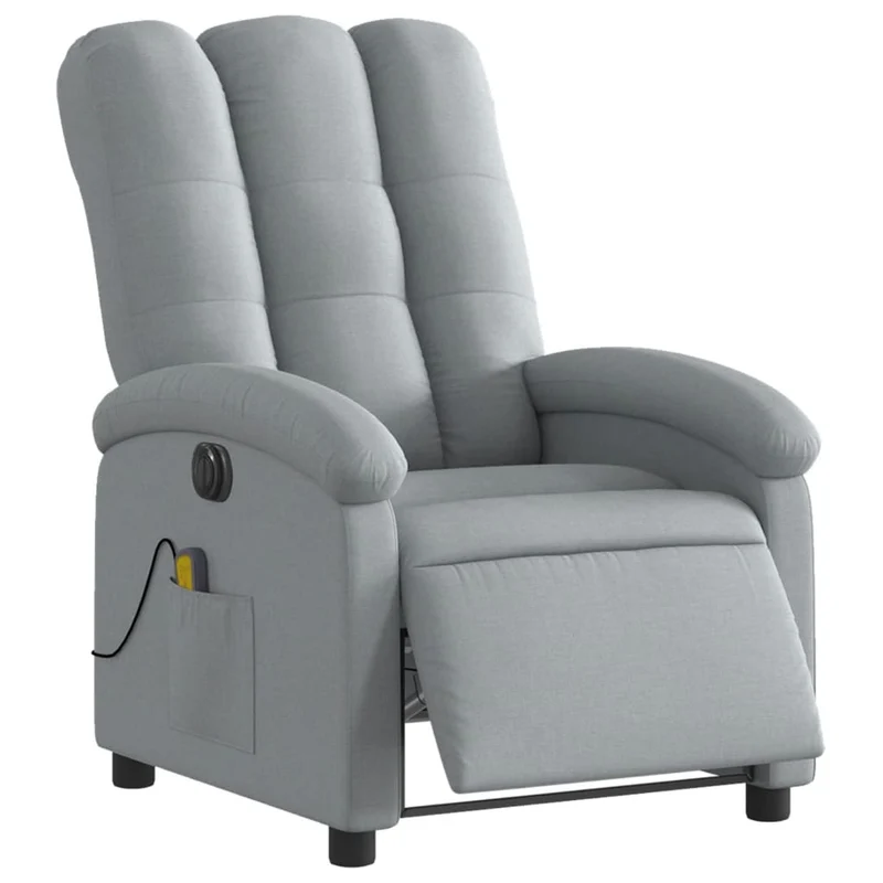 Fauteuil de relaxation TV fonction massage inclinable électrique en tissu gris clair DEC027166