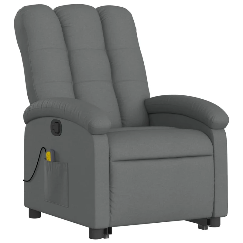 Fauteuil de relaxation TV fonction massage inclinable et levage électrique en tissu gris foncé DEC026950